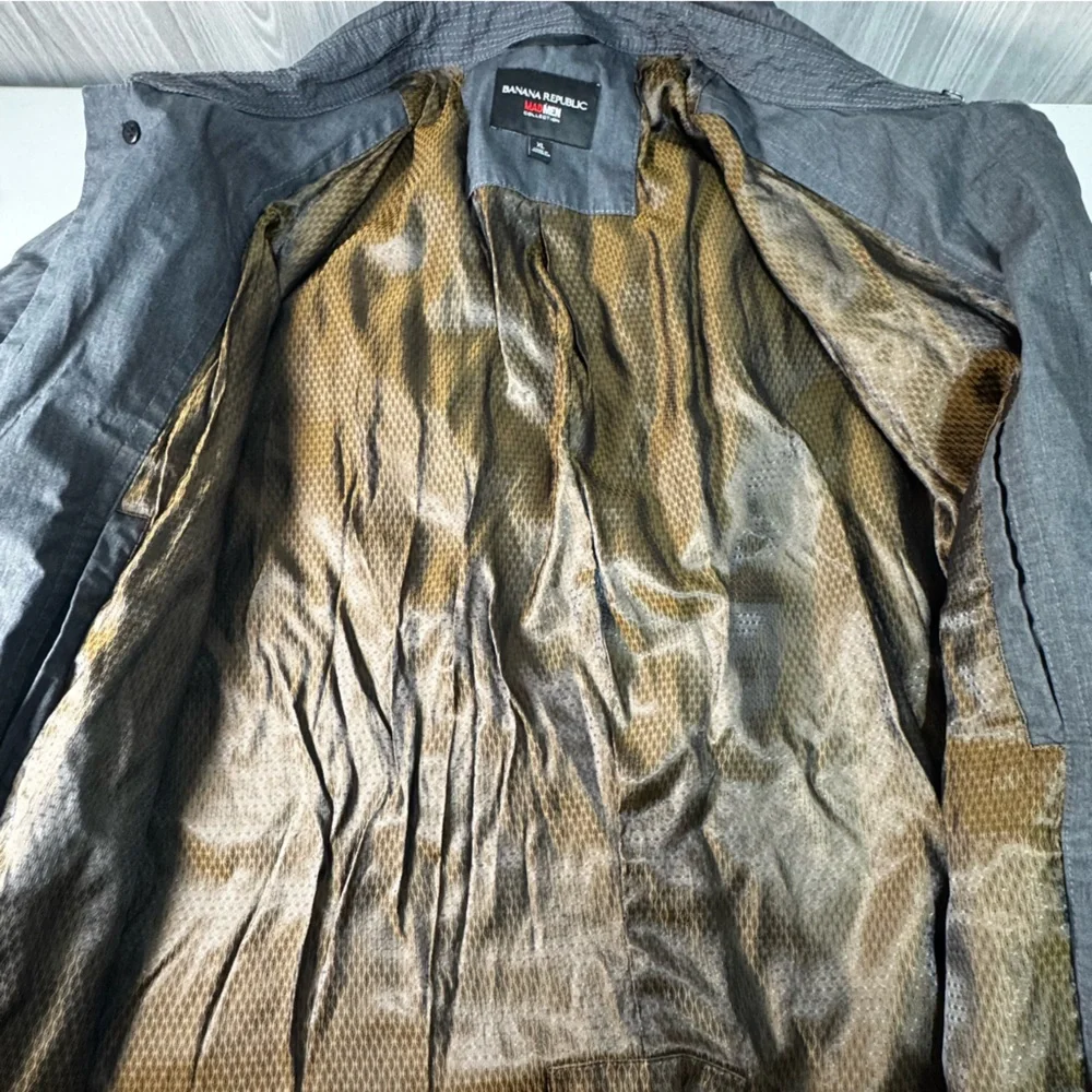 Banana Republic‎ Mad Men Collection Gray Trench Coat Water Resistant Gray Sz XL